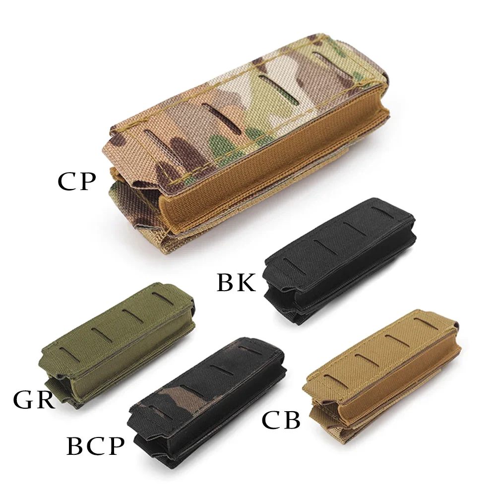 Outdoor Hunting Magazines - Molle 9 ミリメートルマガジンポーチシングルマグホルスター屋外レーザーカット懐中電灯ホルダーナイフポケット狩猟アクセサリー EDC ウエストバッグ