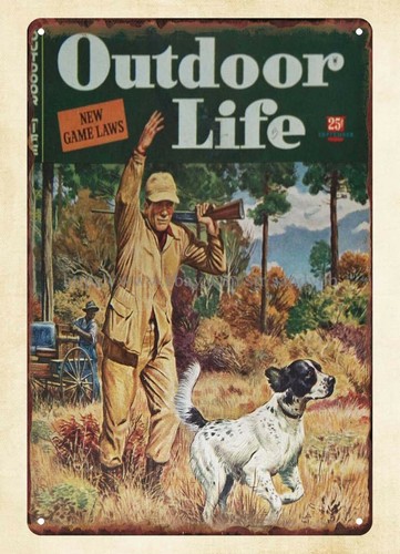 Outdoor Hunting Dogs - 1944 OUTDOOR LIFE マガジンの表紙 狩猟犬 メタルブリキサイン