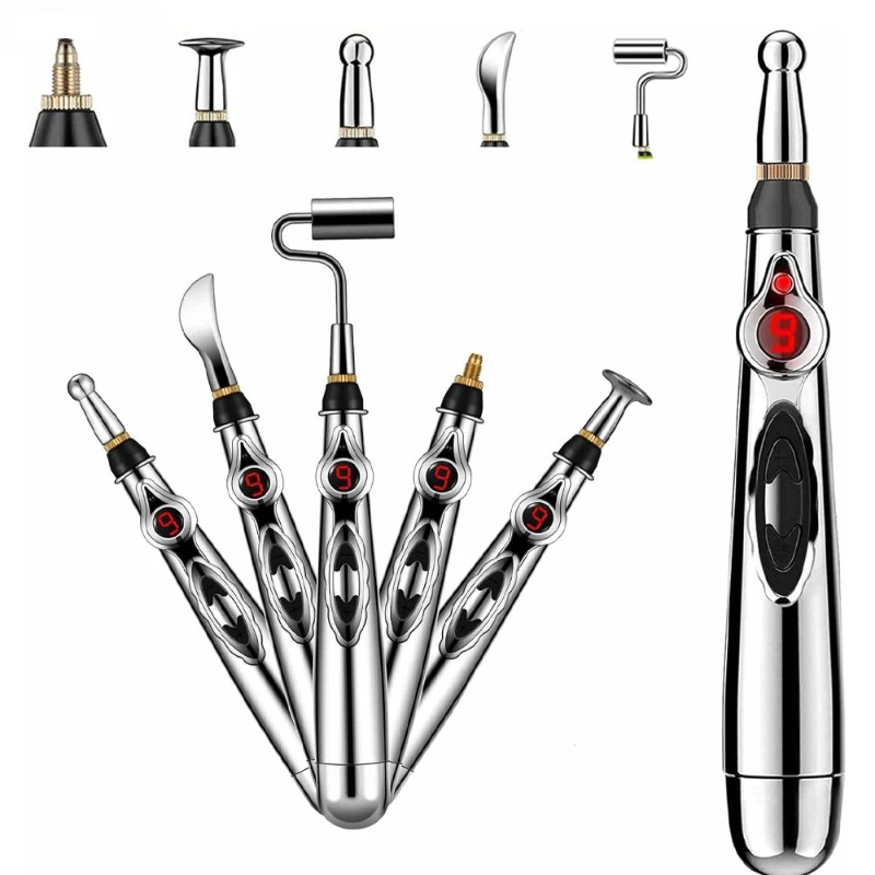 Tactical Pen Tool - 3/5-in-1 マッサージ鍼ペン電子鍼ポイントペンレーザー経絡エネルギーパルスマッサージペン多機能マッサージャー