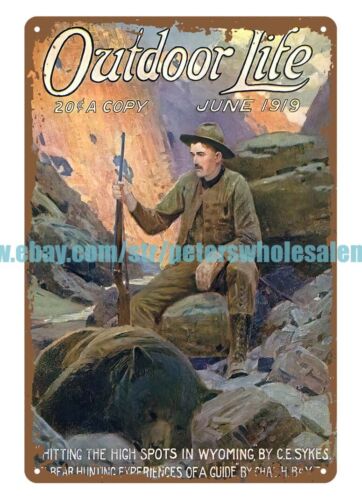 Outdoor Hunting Pictures - 1919年アウトドアライフ ベアハンティングライフル ハンター メタルティンサイン ラブウォールピクチャー