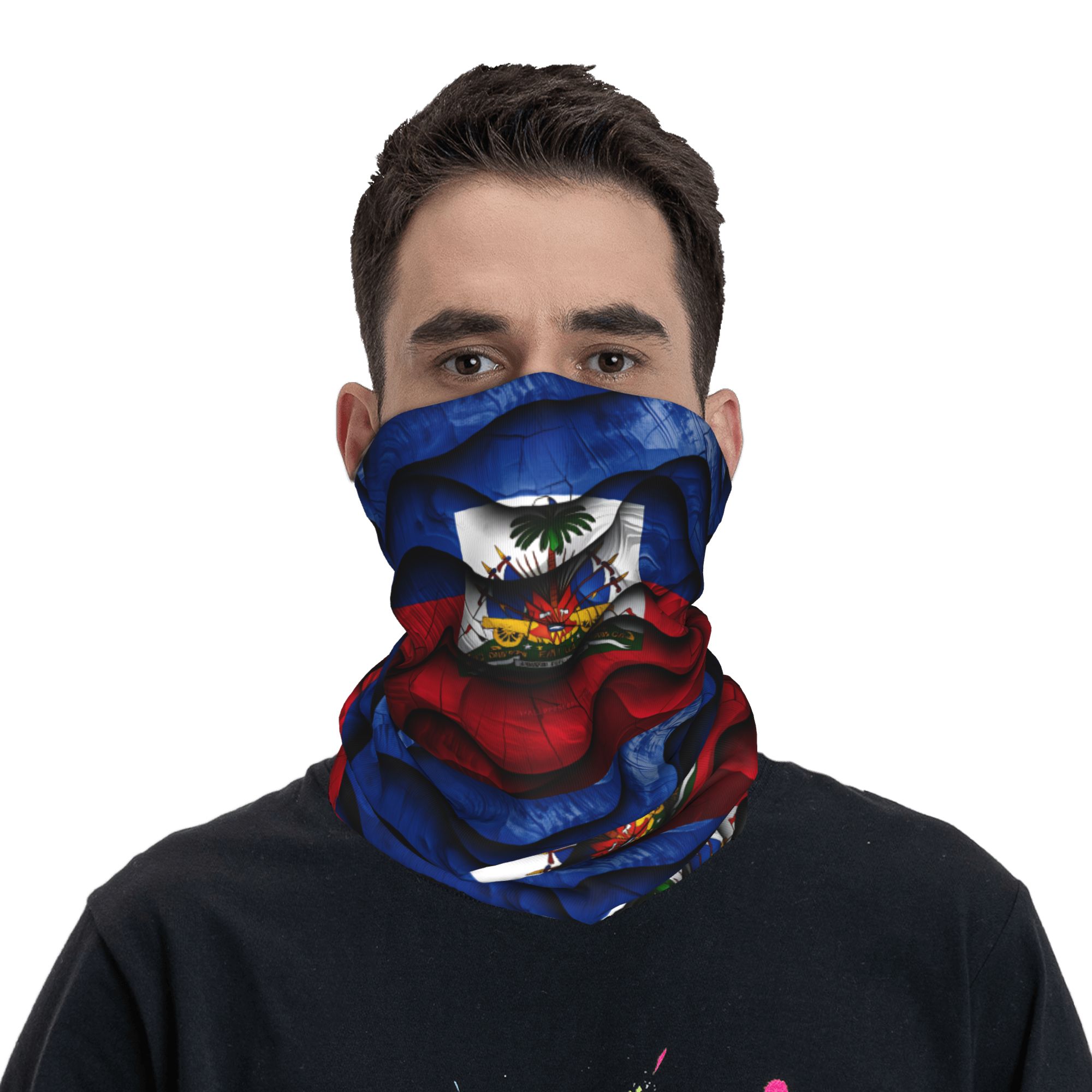 Outdoor Hunting And Fishing - ハイチ国旗バラクラバ狩猟釣り戦術マスクユニセックス y2k 面白い UV 保護自転車マスクソフト暖かいスカーフ