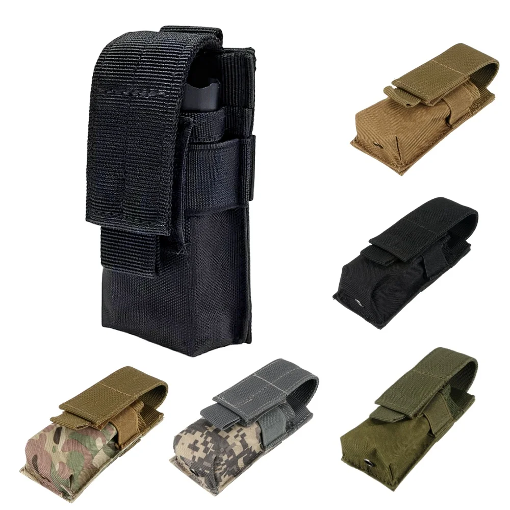 Outdoor Hunting Magazines - Molle 戦術 M5 懐中電灯ポーチ 9 ミリメートルシングルマガジンホルスタートーチホルダーユーティリティ