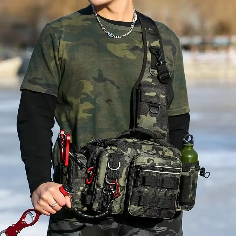 Outdoor Hunting And Fishing - アウトドア戦術キャンプクライミングウエストスリングバッグクロスボディ釣り収納タックルバックパックトレッキングサイクリングハンティングファニーパック