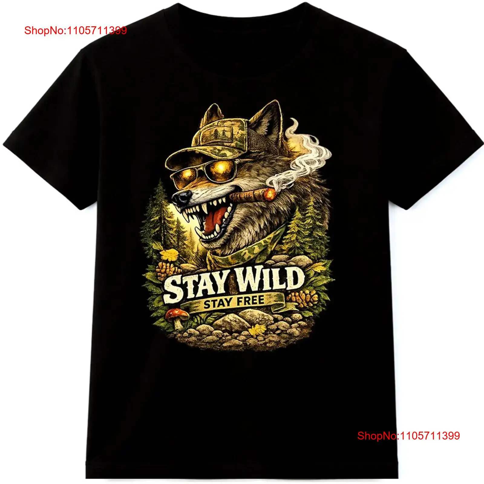 Wildman Hunting & Outdoor Robertson - ウルフ T シャツ ステイ ワイルド フリー