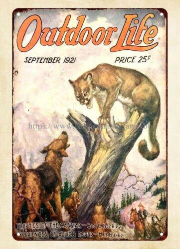 Outdoor Hunting Dogs - ウォール1921 OUTDOOR LIFE雑誌の表紙、狩猟、野生動物、犬、金属製のブリキ看板を購入する