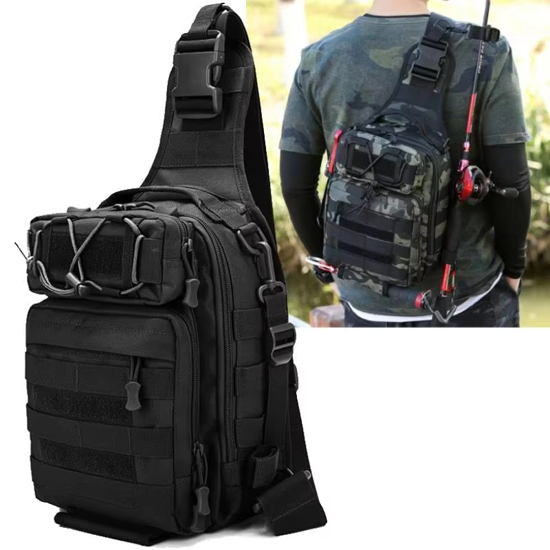 Outdoor Hunting And Fishing - アウトドアチェストバッグ男性多機能釣具バッグスリングクロスボディバッグキャンプハイキング狩猟軽量ハンドバッグ