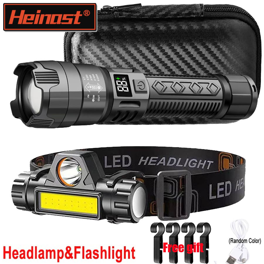 Headlamp Tactical Bright - 高強力 LED 懐中電灯戦術的なライト超高輝度防水ヘッドランプ充電キャンプ釣り Defensa ズームランタン