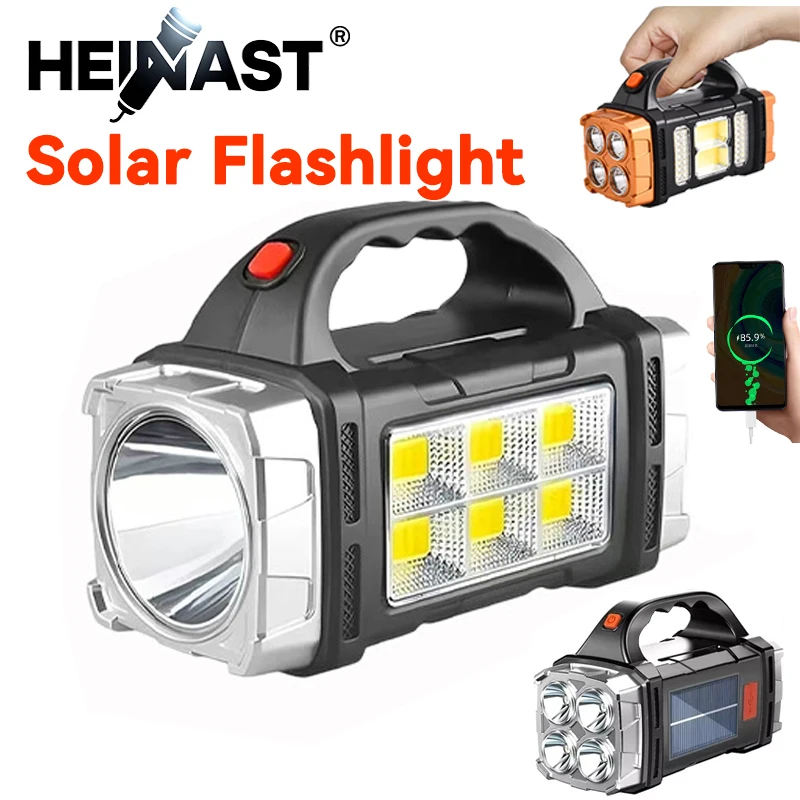 Outdoor Hunting And Fishing - 強力なハンドヘルド懐中電灯 USB 充電式トーチ超高輝度ソーラー COB 投光器屋外ポータブル緊急キャンプランプ