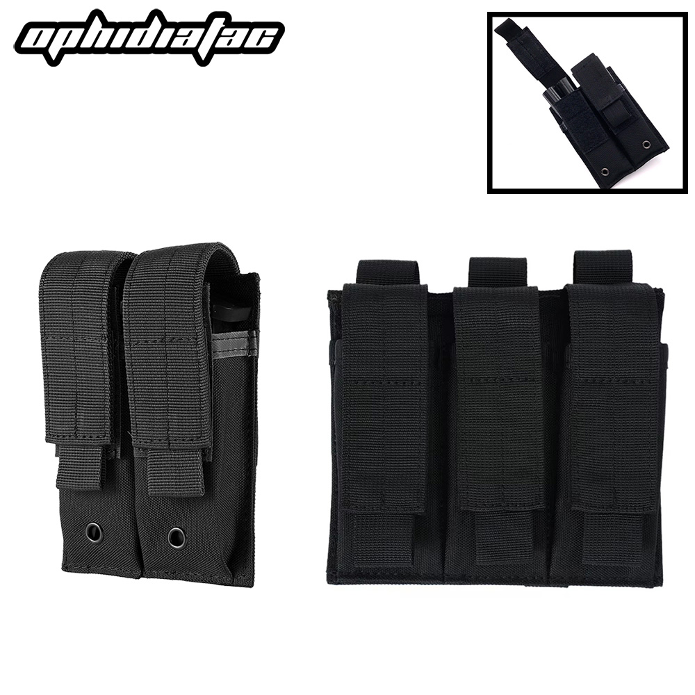 Outdoor Hunting Magazines - OPHIDIAN 9 ミリメートルマガジンポーチシングルダブルマガジンポーチ屋外モールオープントップマガジンポーチ M1911 92F 懐中電灯