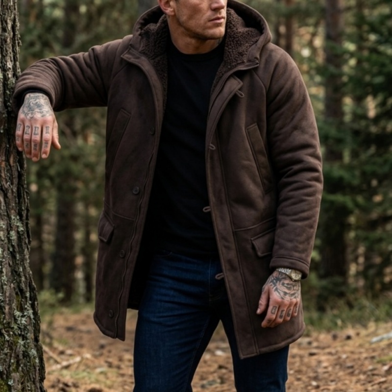 メンズフェイクファー裏地付きフード付き冬用ジャケット |   - Outdoor Hunting Coat のレビューと価格