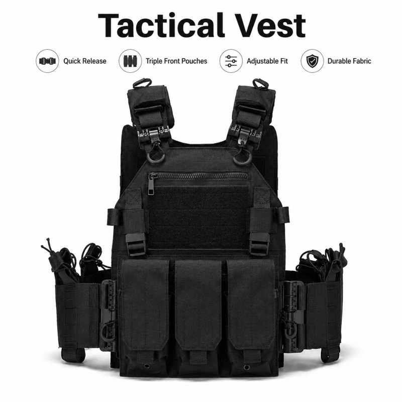 タクティカルベスト ポリエステル製 キャリアポーチ付き トリ - Outdoor Hunting Magazines のレビューと価格