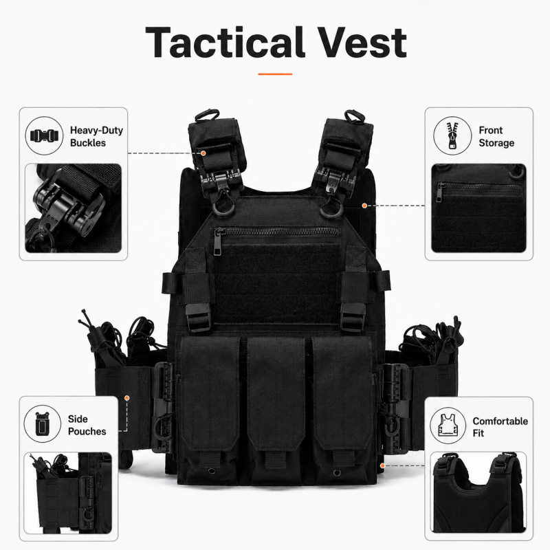 タクティカルベスト ポリエステル製 キャリアポーチ付き トリ - Outdoor Hunting Magazines のレビューと価格
