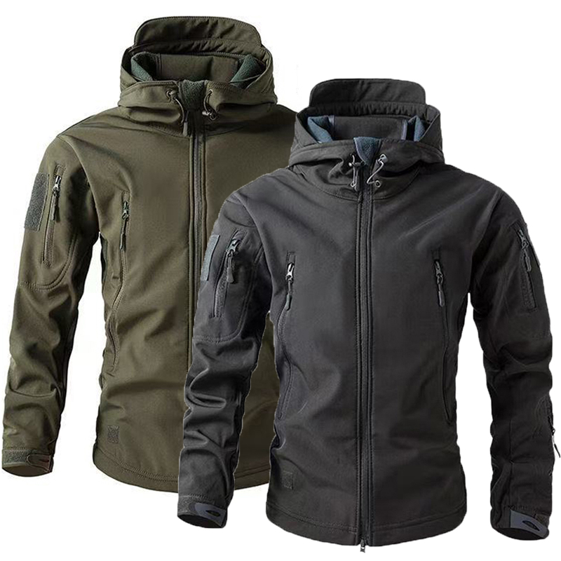 メンズウォームソフトシェルフリースフードカーゴジャケット、防 - Outdoor Hunting Coat のレビューと価格