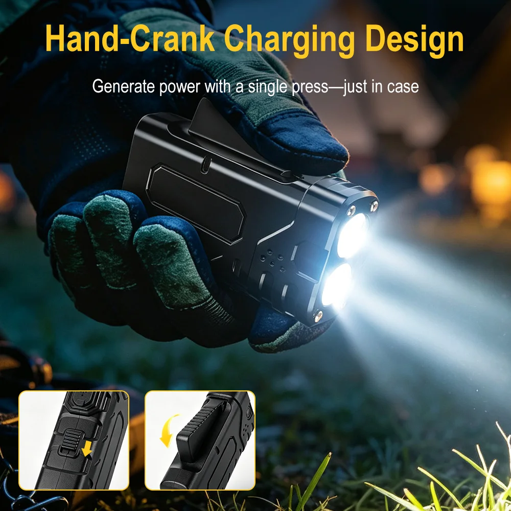 BORUIiT ハンドクランク EDC LED フラッシュラ - Outdoor Hunting And Fishing のレビューと価格