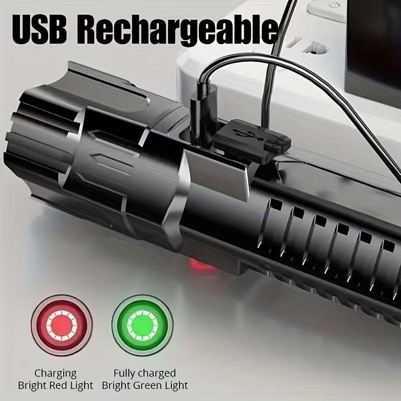 新型高出力LED懐中電灯 USB充電式トーチ ズーム機能付き - Outdoor Hunting And Fishing のレビューと価格