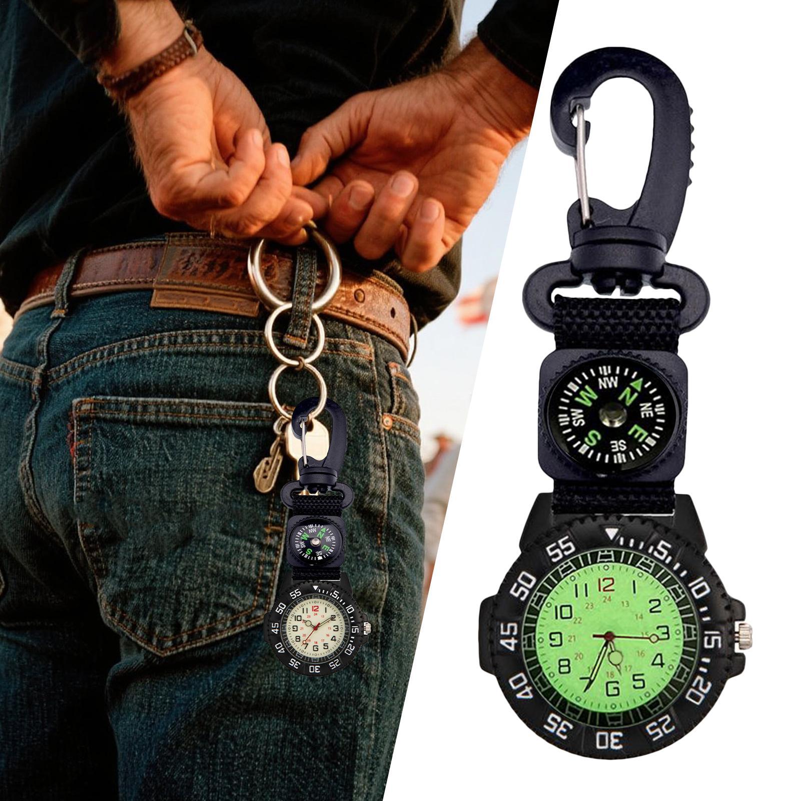 防水グローコンパスウォッチ、カラビナ付きクォーツ懐中時計、キ - Hunting Outdoor Watch のレビューと価格