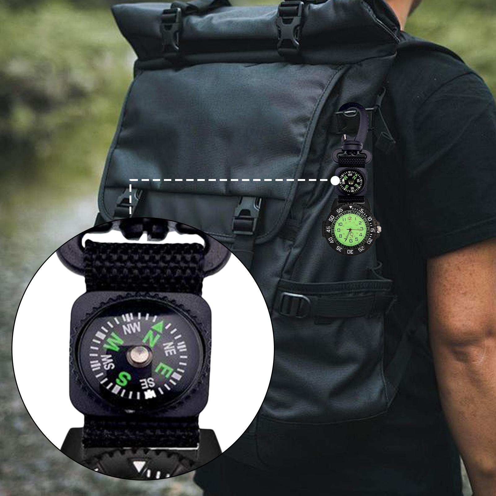 防水グローコンパスウォッチ、カラビナ付きクォーツ懐中時計、キ - Hunting Outdoor Watch のレビューと価格