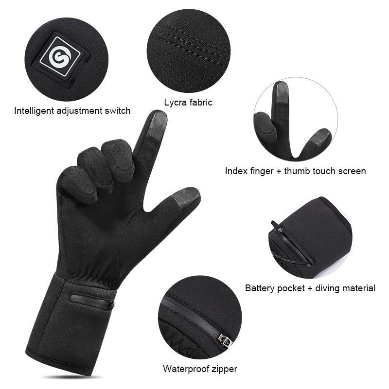 充電式電気ライナー加熱手袋冬暖かいタッチスキー手袋アウトドア - Outdoor Hunting And Fishing のレビューと価格
