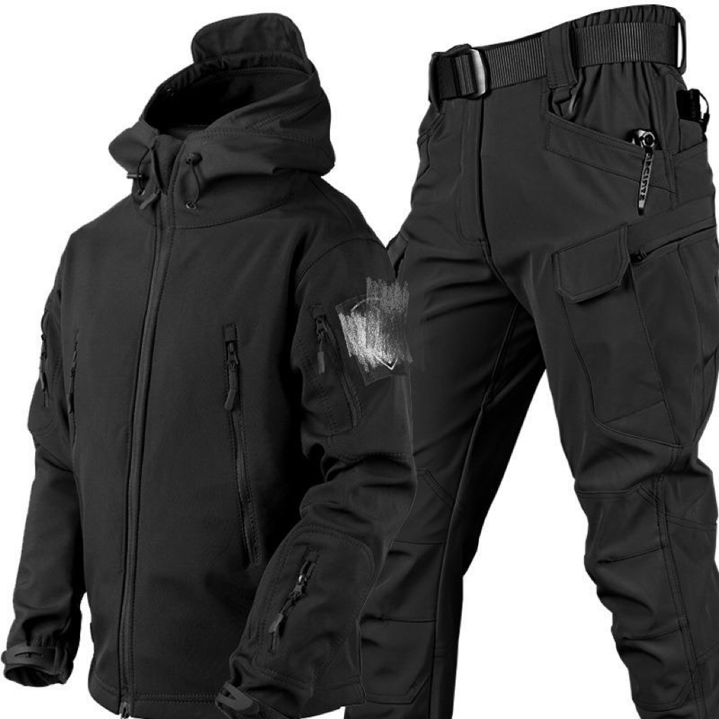 屋外防水防風ソフトシェルシャークスキンジャケットとパンツ戦術 - Outdoor Hunting Coat のレビューと価格